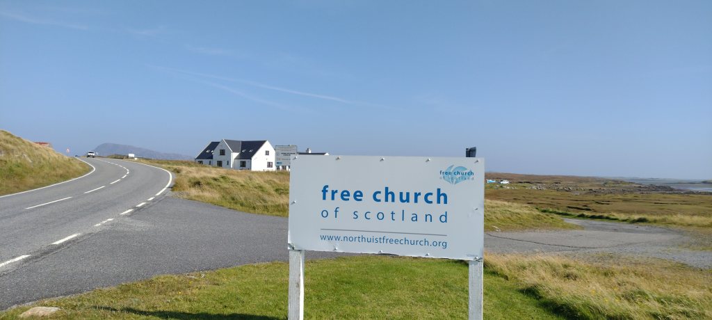 The Church sen from the road, leaving Carinish